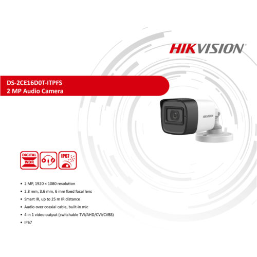 HIKVISION DS-2CE16D0T-ITPFS 2MP MIC