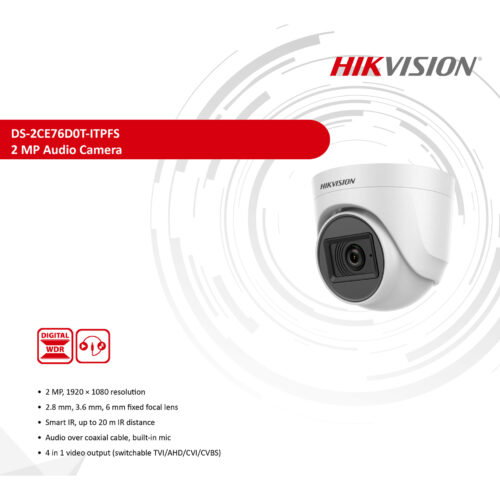 HIKVISION DS-2CD76D0T-ITPFS 2MP MIC
