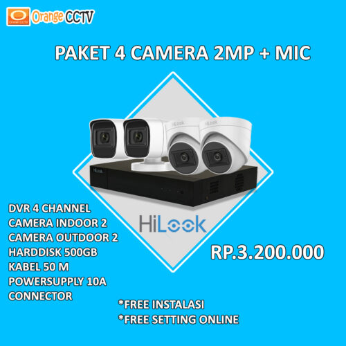 Paket 4 Kamera HiLook 2MP Mic