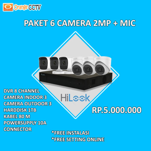Paket 6 Kamera HiLook 2MP Mic