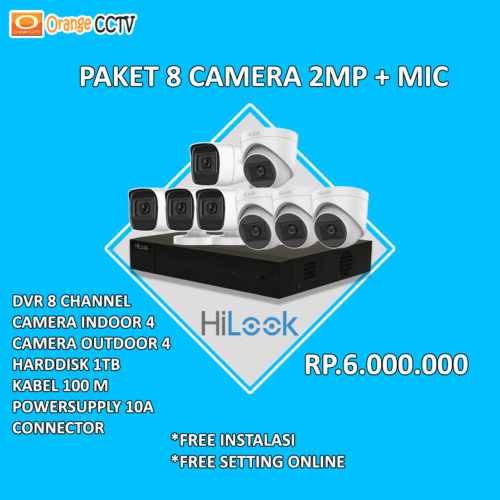 Paket 8 Kamera HiLook 2MP Mic